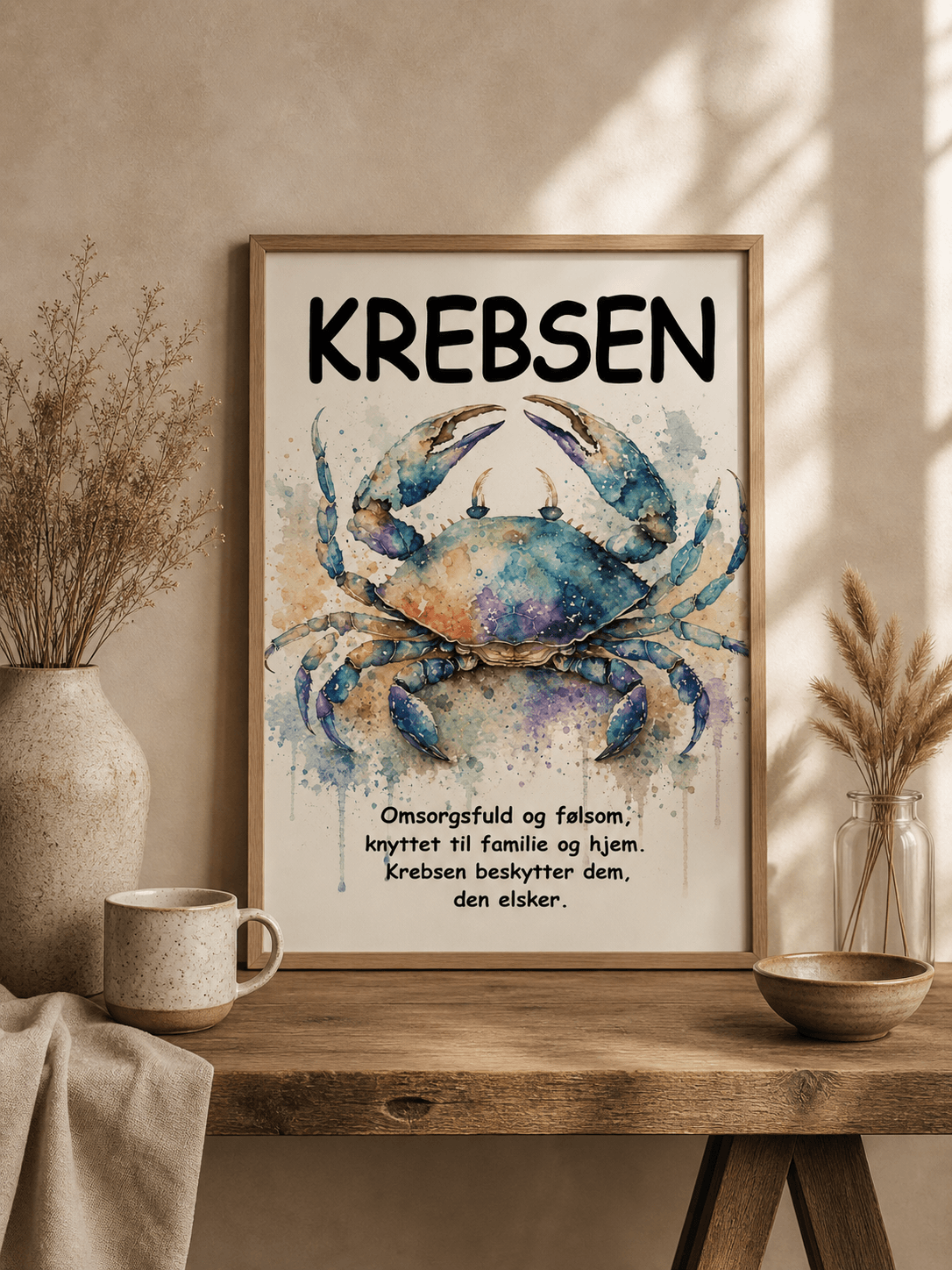 Håndmalet stjernetegn Krebsen – kunsttryk af Annette Boye