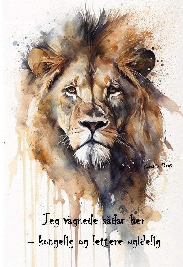 Kunsttryk "Løve" efter original akvarel af Annette Boye