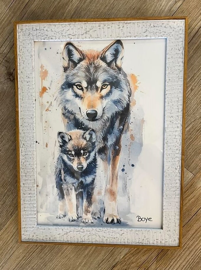 Kunst tryk lavet af akvarel 21x30 cm "A4" i træ ramme pris 195kr