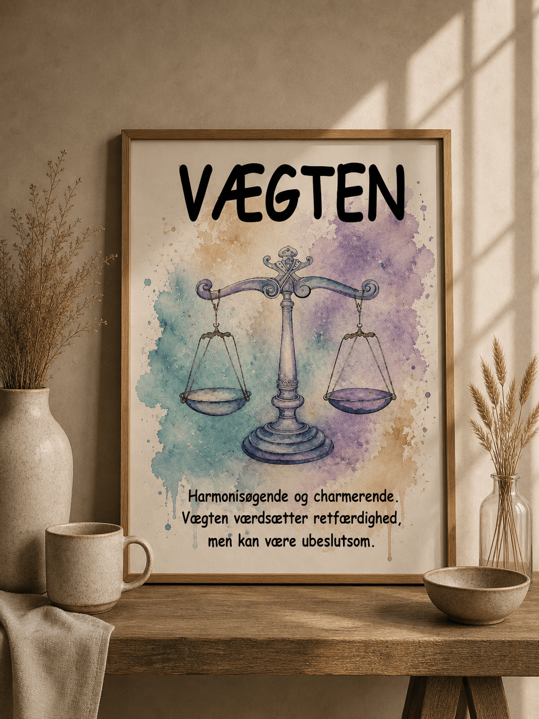 Håndmalet stjernetegn Vægten – kunsttryk af Annette Boye