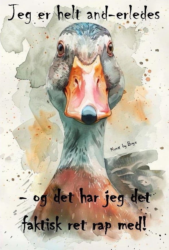 Kunstkort med akvarelmotiv af en and af Annette Boye