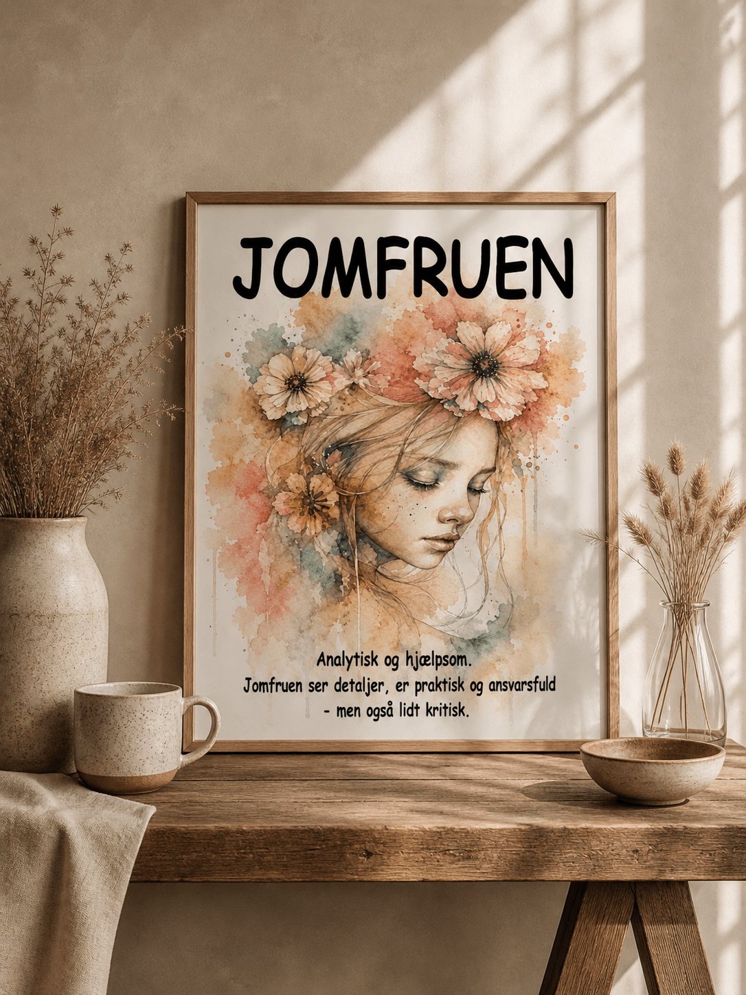 Håndmalet stjernetegn Jomfruen – kunsttryk af Annette Boye