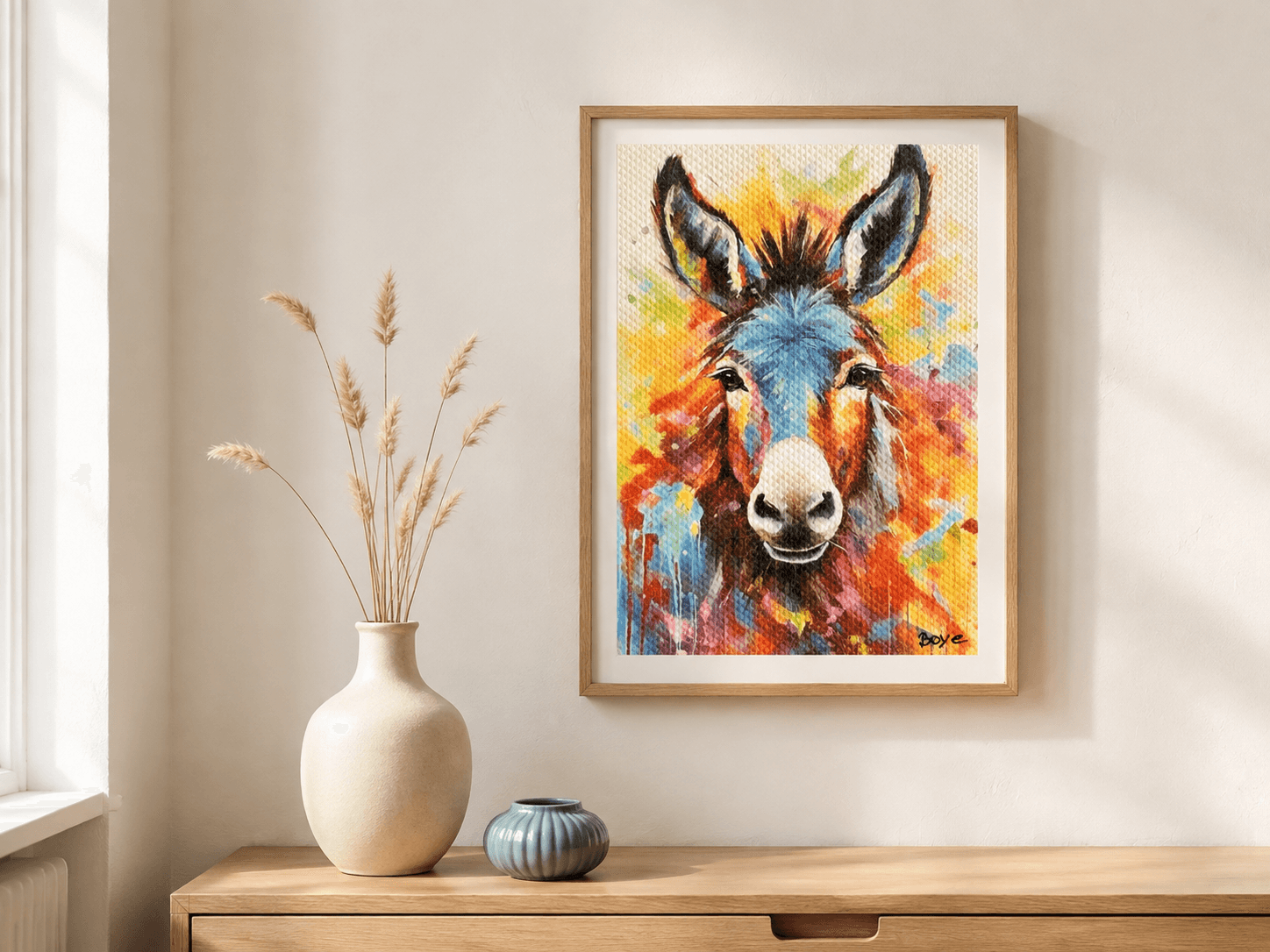 Håndmalet akvarel af Det farverige æsel – Kunst by Boye