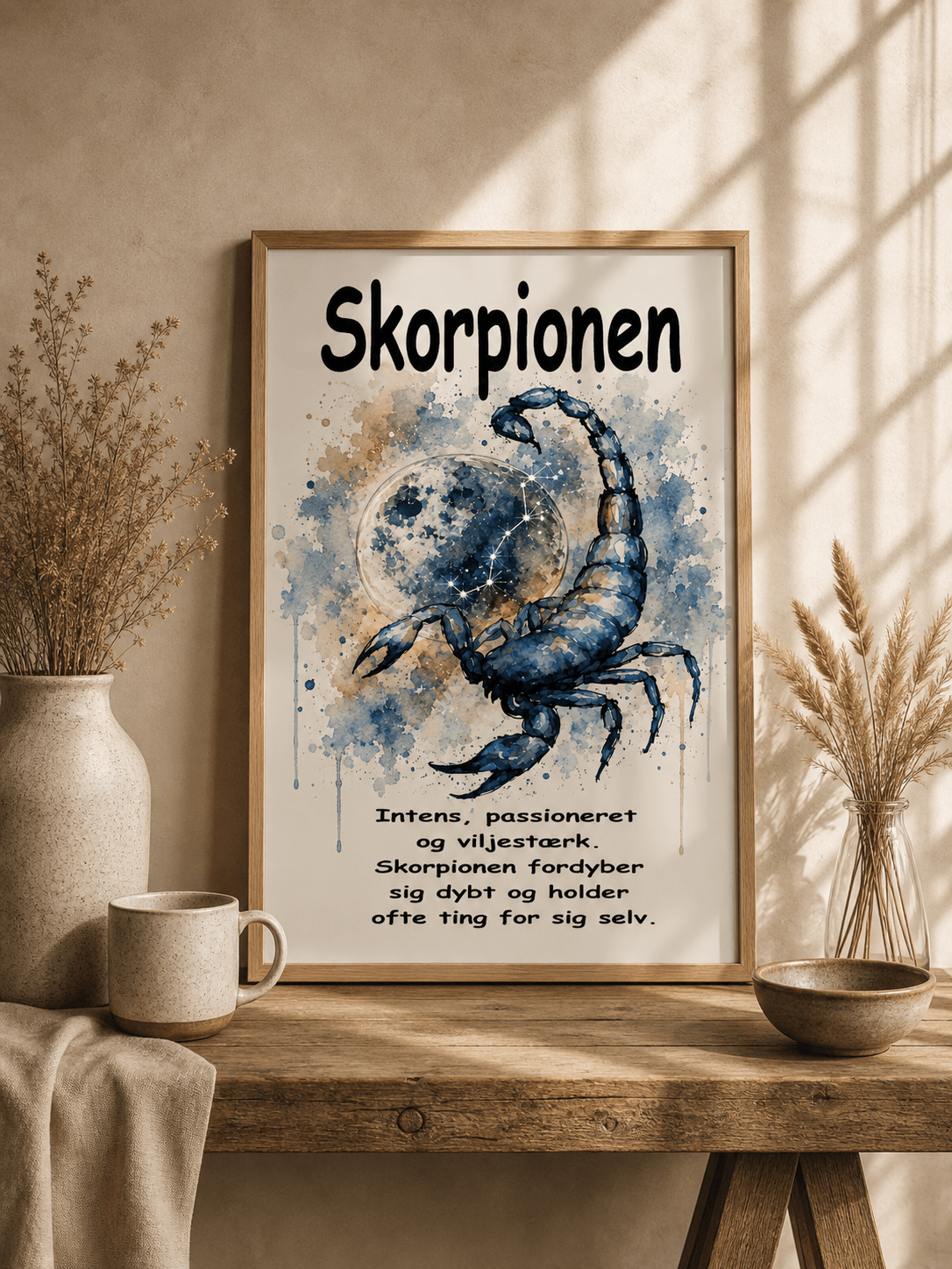 Håndmalet stjernetegn Skorpionen – kunsttryk af Annette Boye
