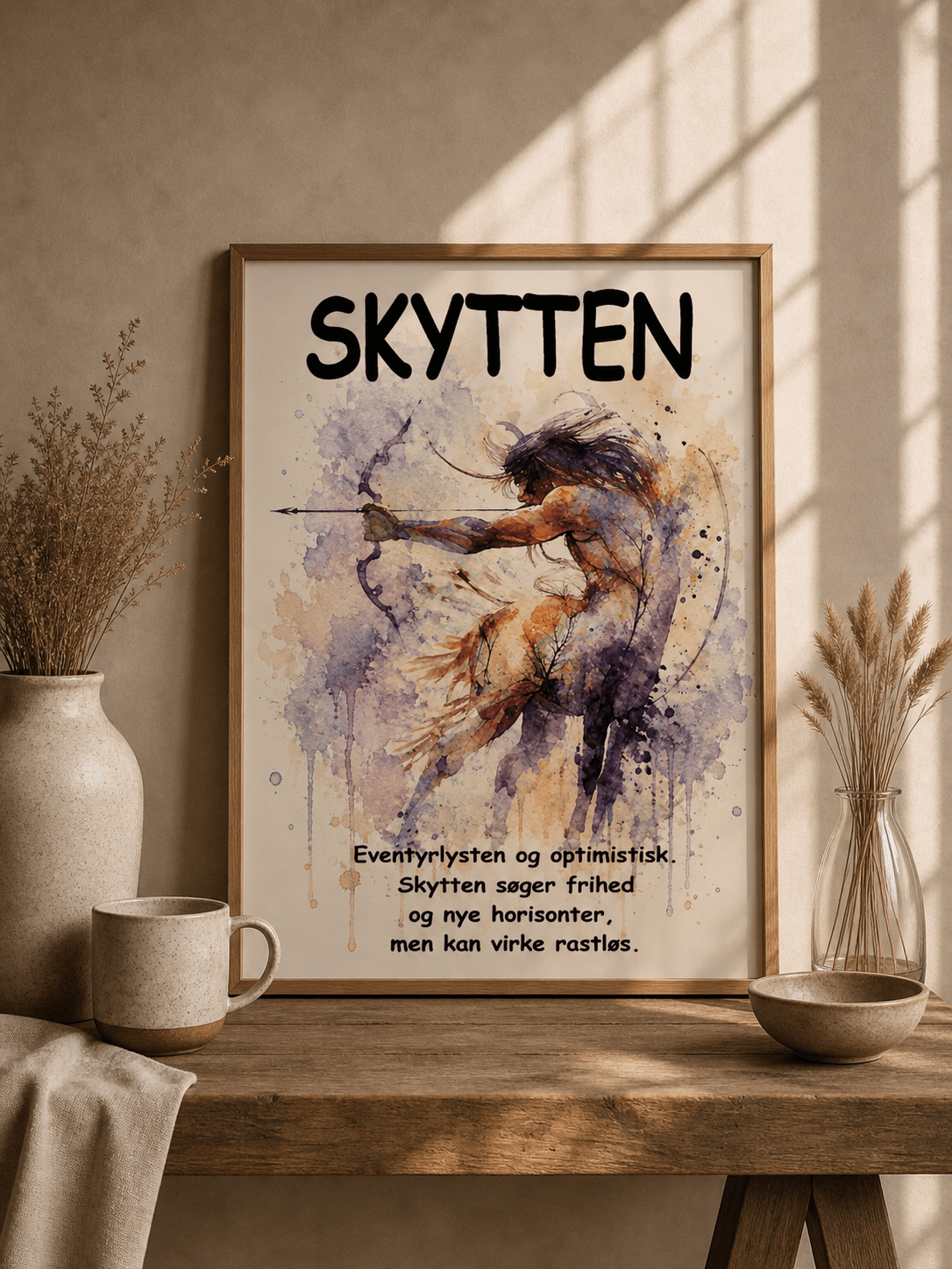 Håndmalet stjernetegn Skytten – kunsttryk af Annette Boye