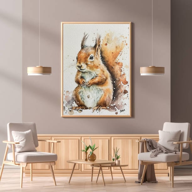 Håndmalet akvarel af Egern – Kunst by Boye