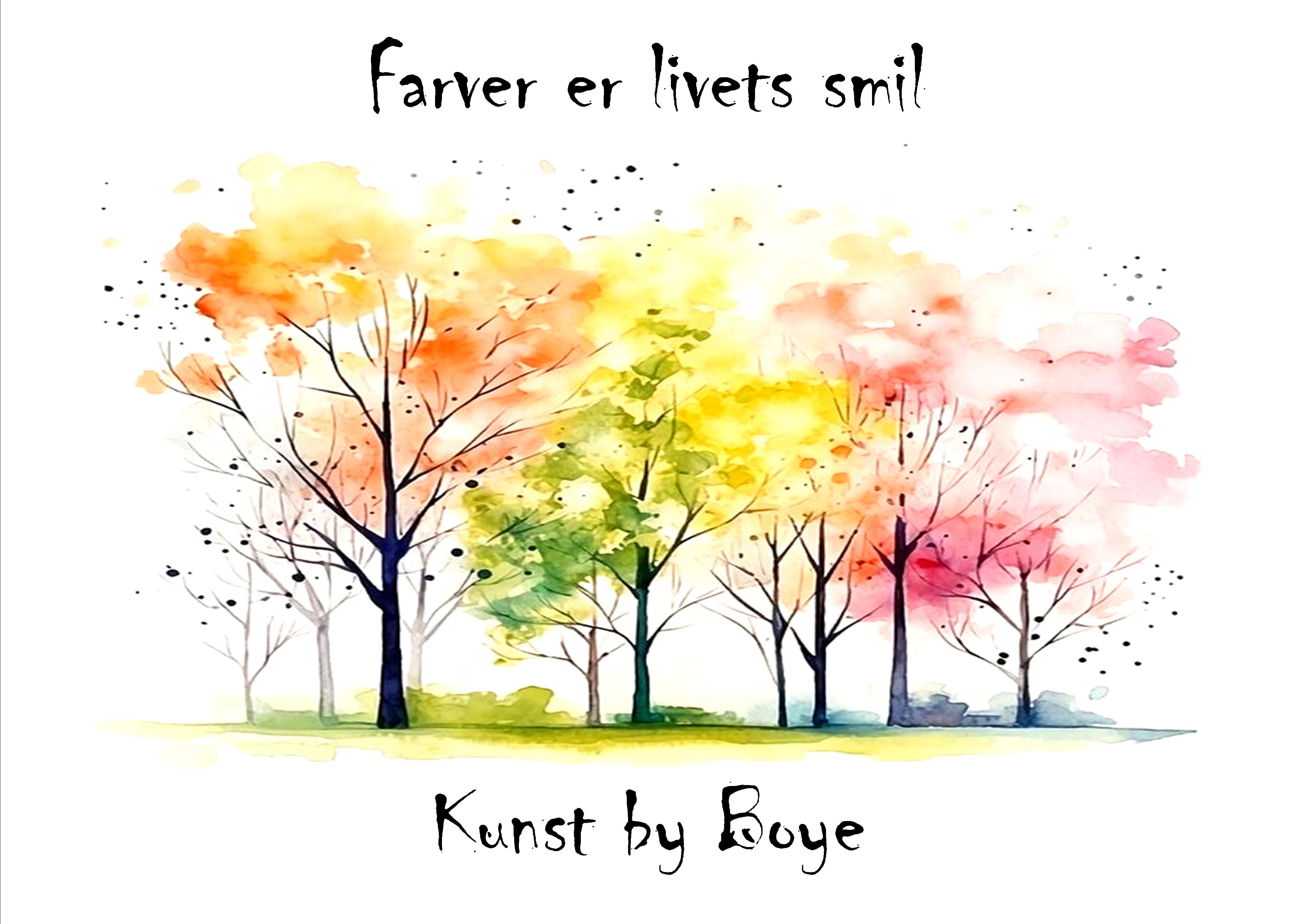 Kunstkort med akvarelmotivet "Farver er livets smil" af Annette Boye