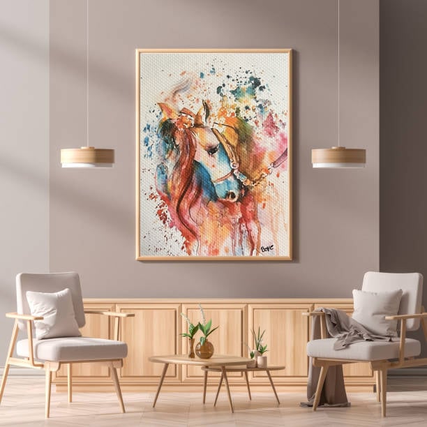 Håndmalet akvarel af Den vilter hest – Kunst by Boye