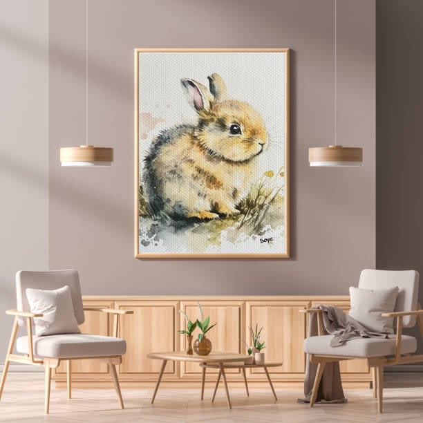 Håndmalet akvarel af Den lille hare – Kunst by Boye