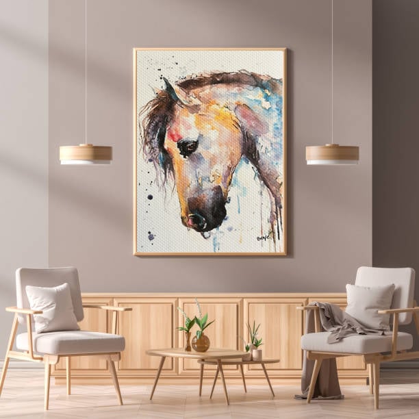 Håndmalet akvarel af Vind i manken – Kunst by Boye