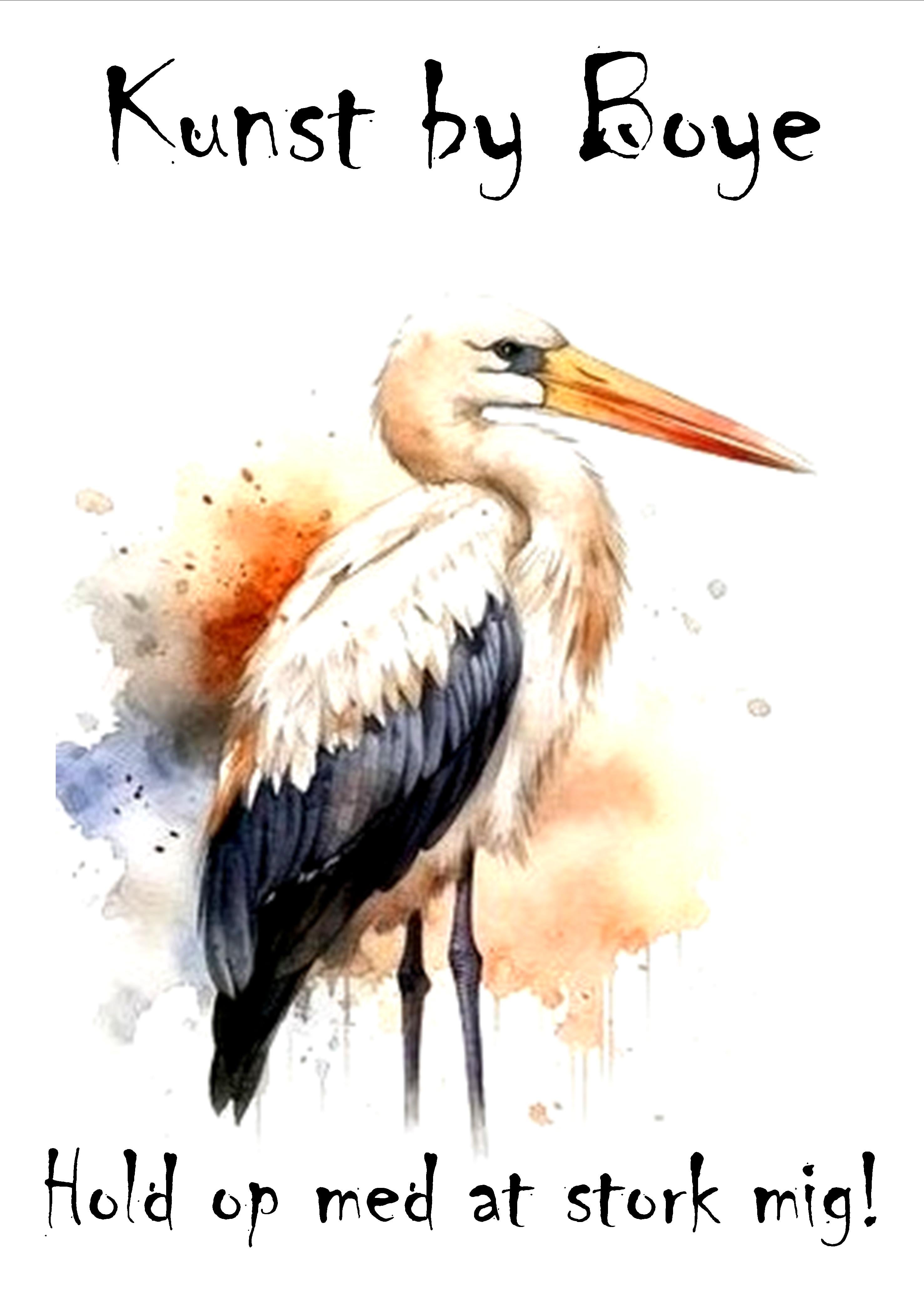 Kunsttryk "Hold op med at stork mig!" efter original akvarel af Annette Boye