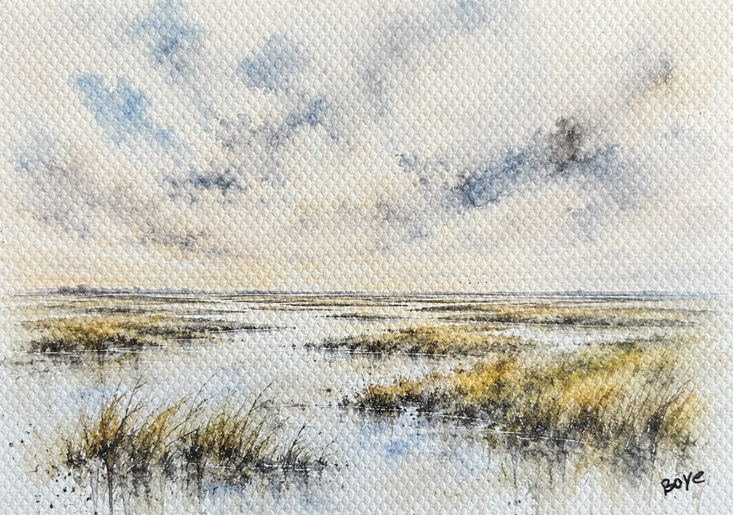 Håndmalet akvarel af marsken ved vadehavet – Kunst by Boye Håndmalet akvarel af marsken ved vadehavet – Kunst by Boye