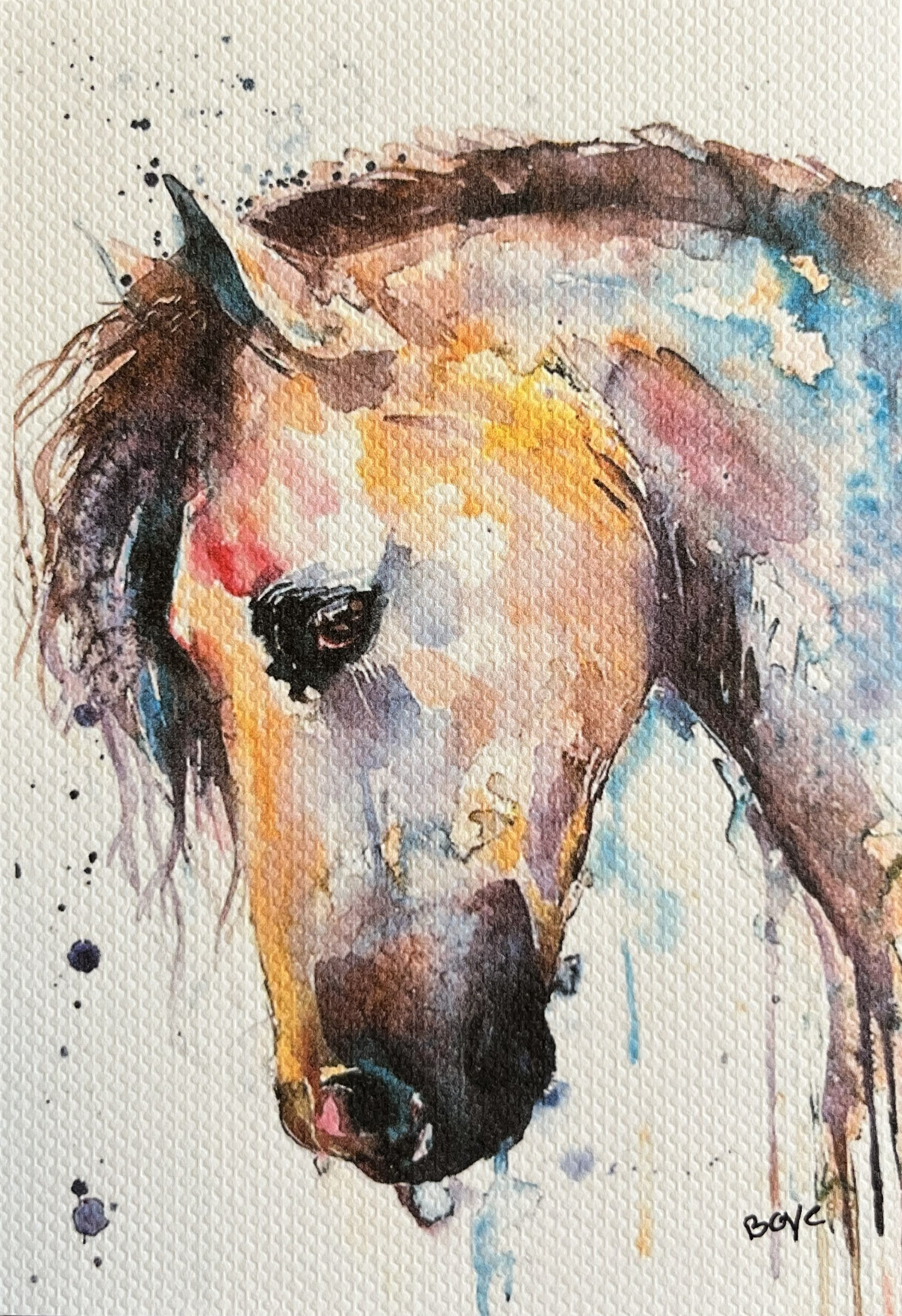 Håndmalet akvarel af Vind i manken – Kunst by Boye