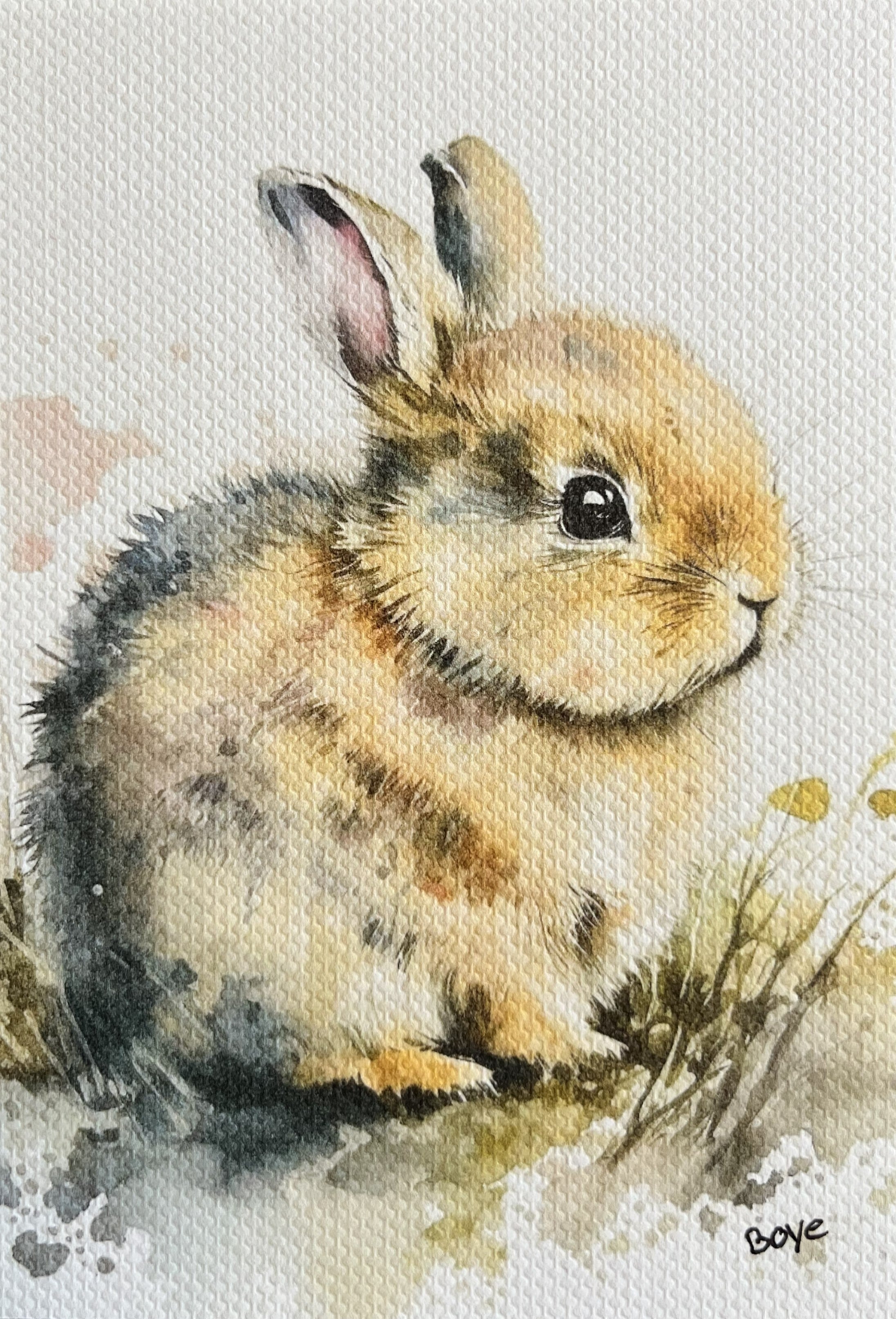 Håndmalet akvarel af Den lille hare – Kunst by Boye