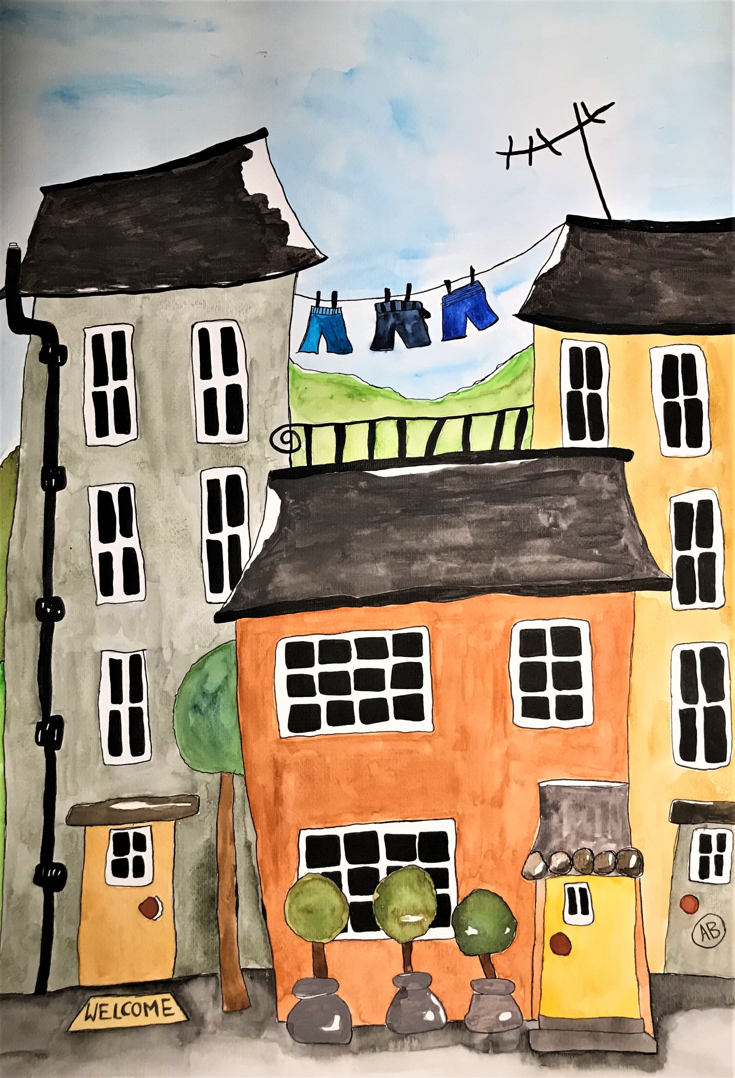 Kunst tryk lavet af akvarel 30x40 cm "A3"  pris 275kr