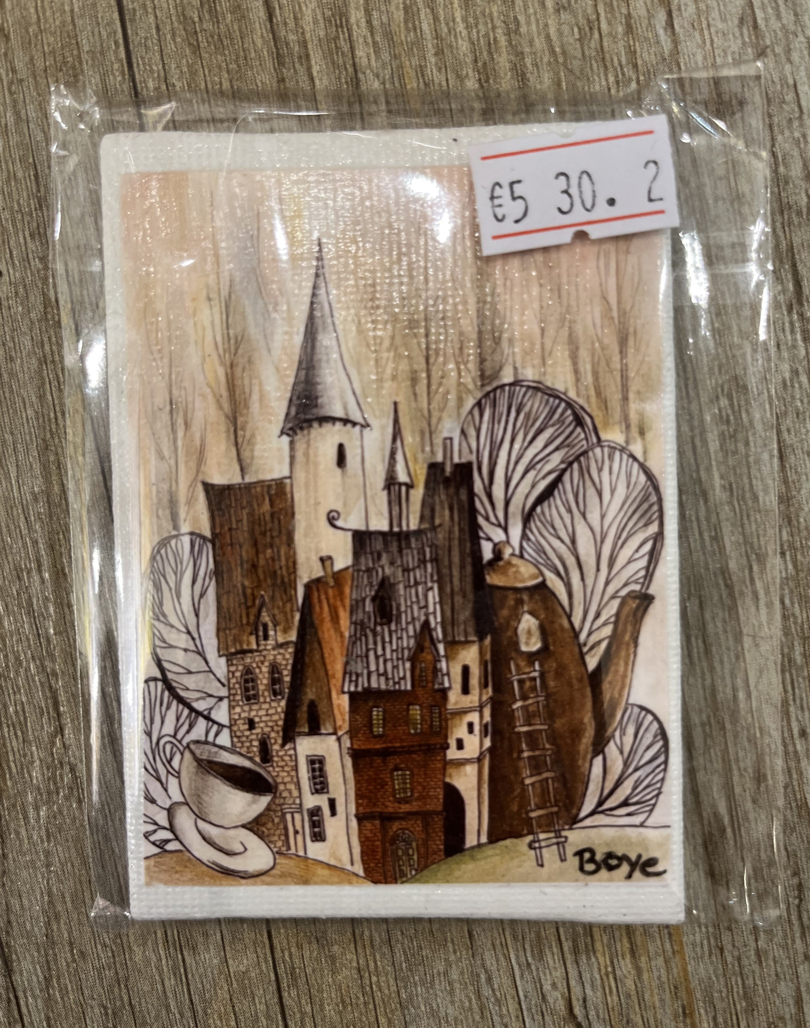 Kunst tryk på lille magnetisk lærred 4x7cm pris 30,-kr