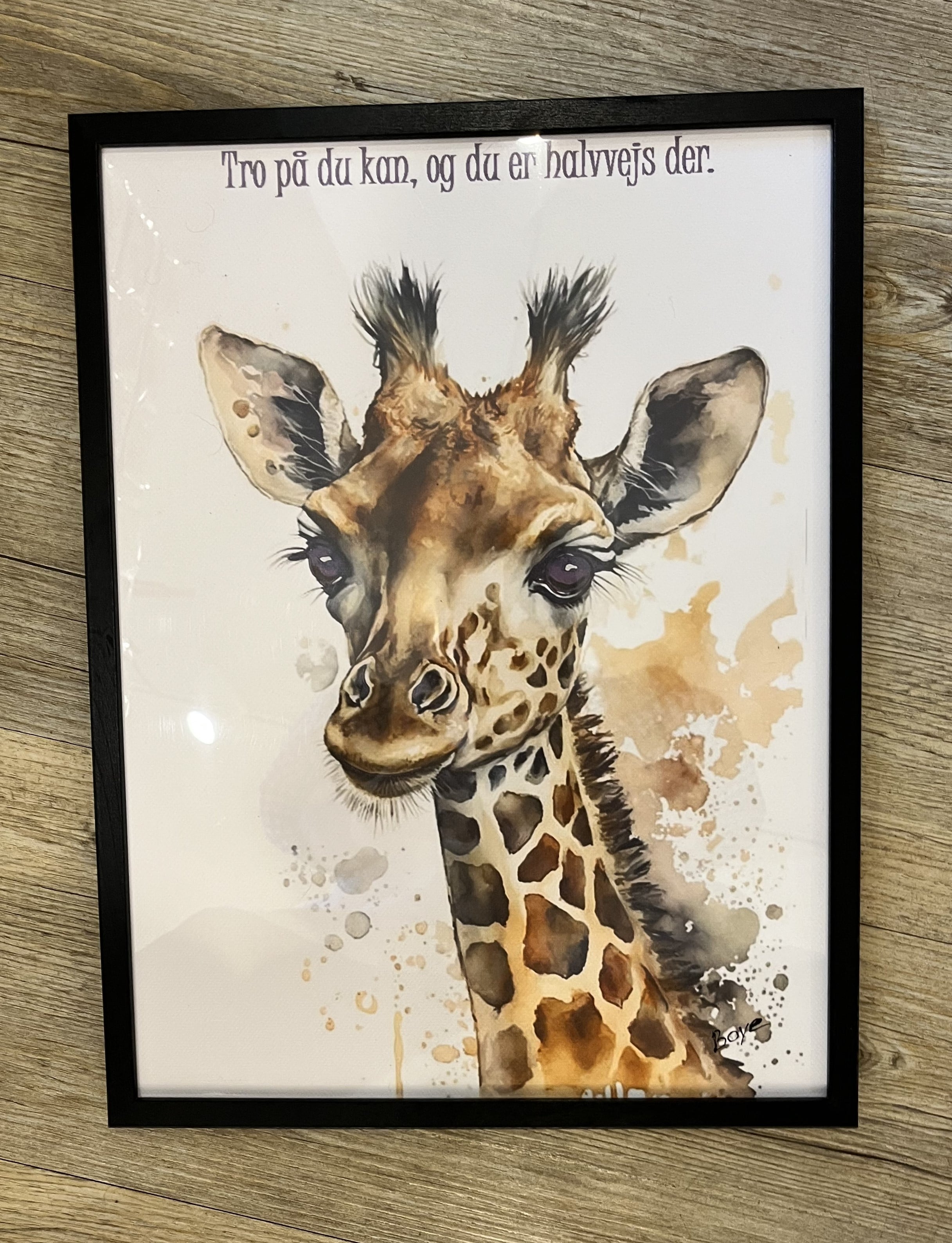 Kunst tryk lavet af akvarel 30x40 cm "A3"  i sort ramme pris 325,-kr