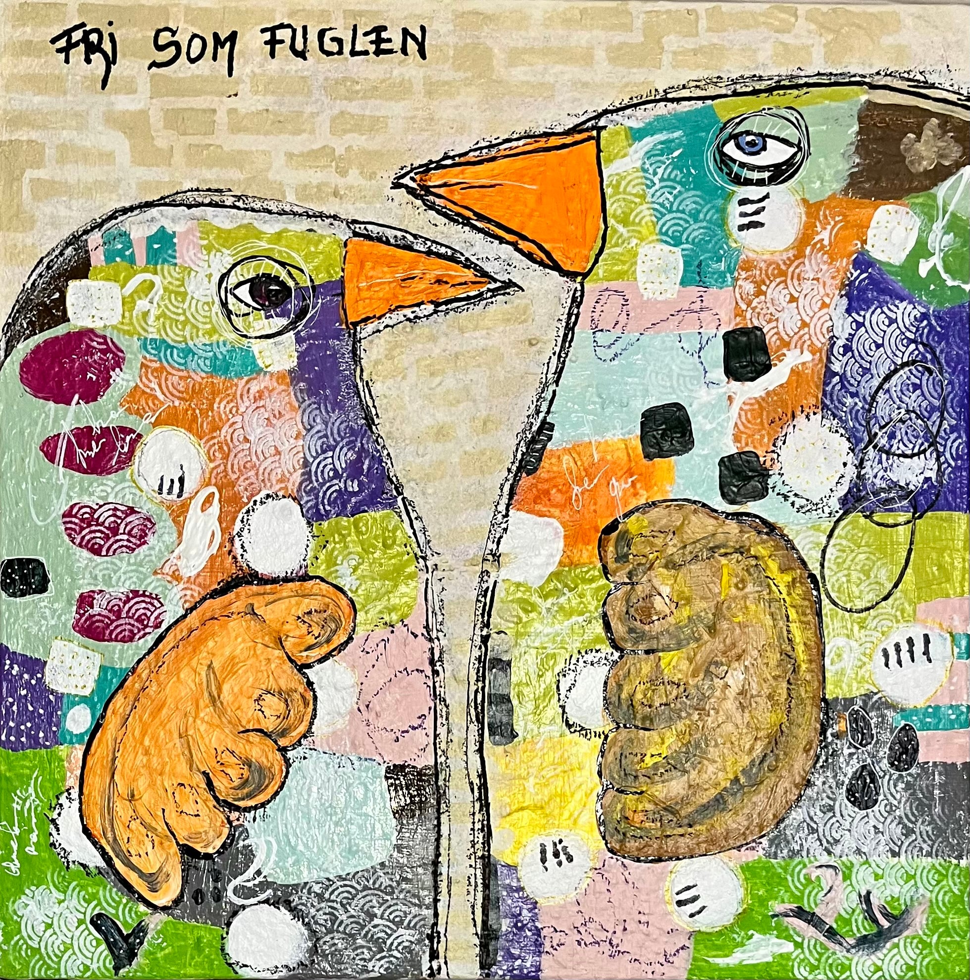 originalt akrylmaleri "Fri som fuglen" malet af Annette Boye