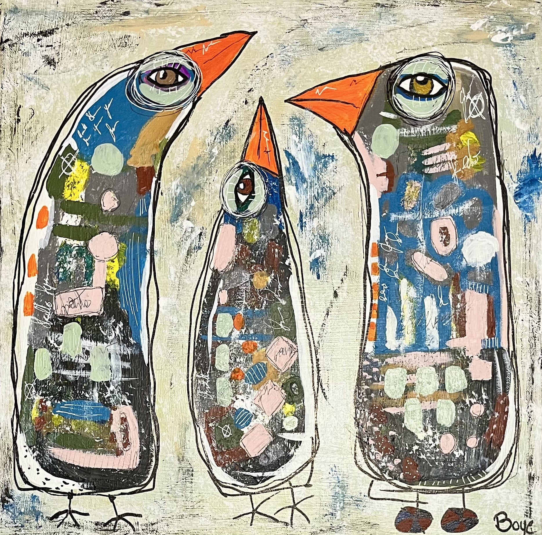 Originale akrylmalerier "Yellow and Orange" malet af Annette Boye