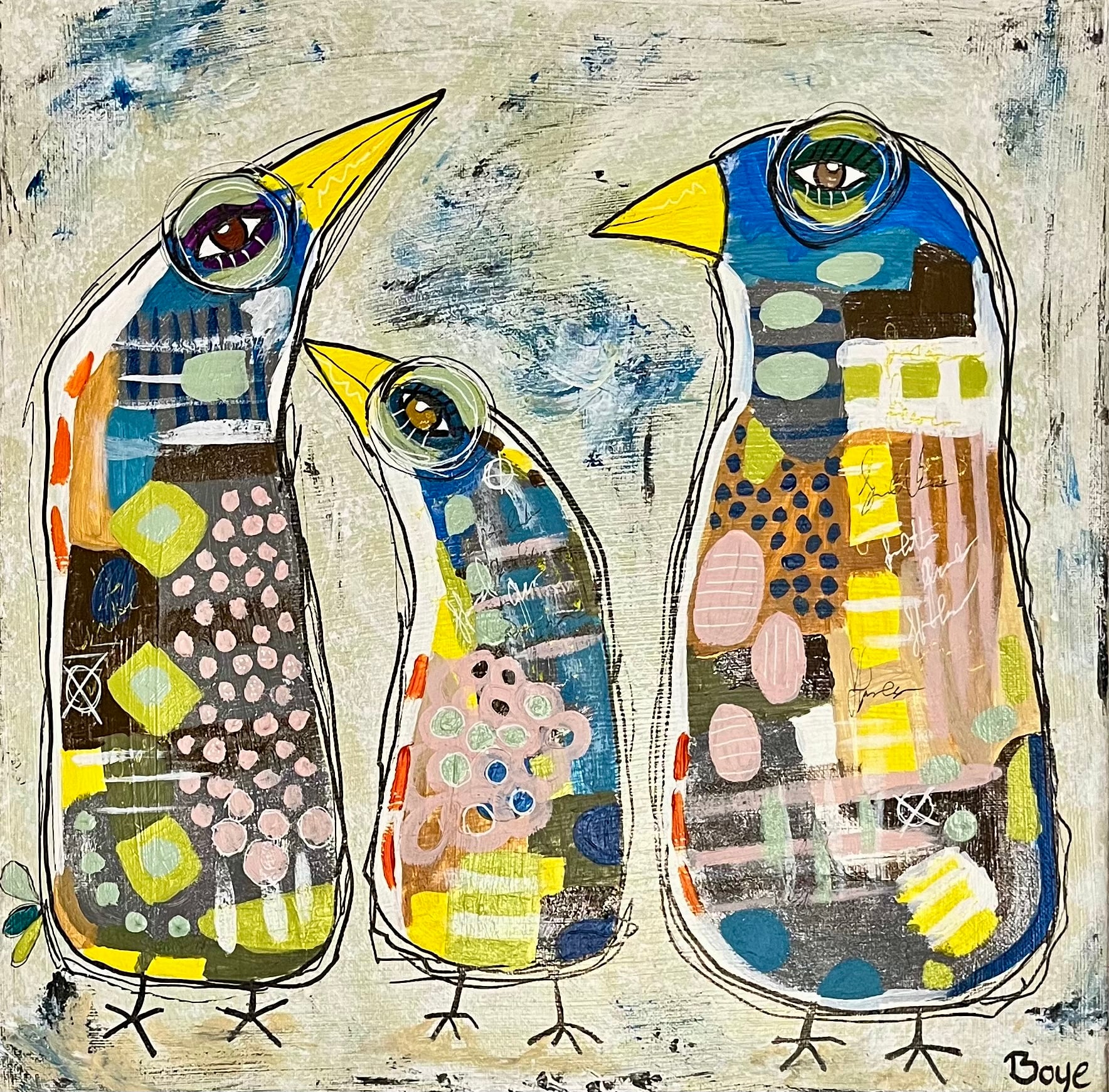 Originale akrylmalerier "Yellow and Orange" malet af Annette Boye
