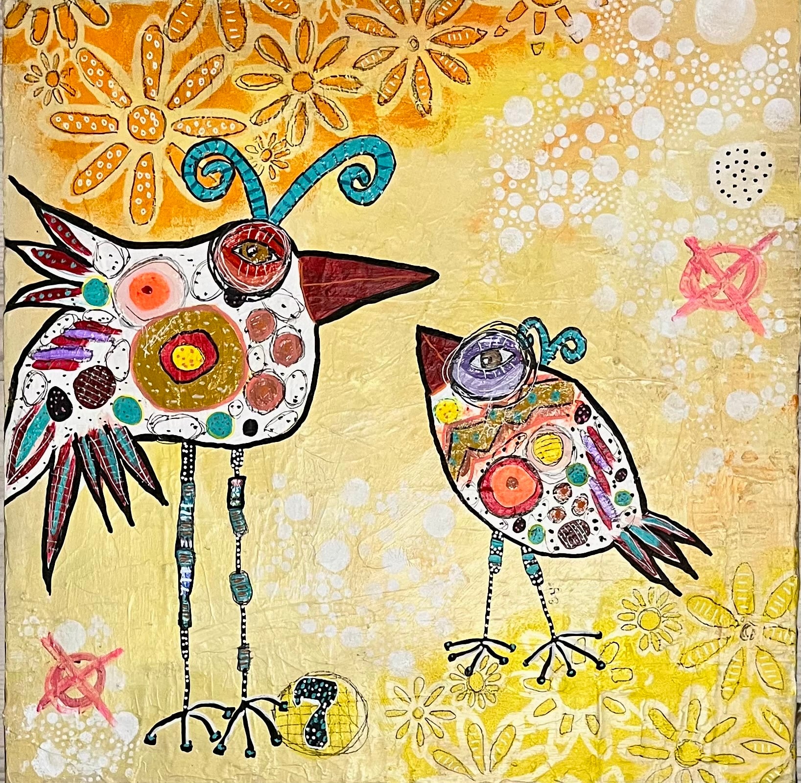 Originale akrylmaleri "Number Seven & Number One" malet af Annette Boye