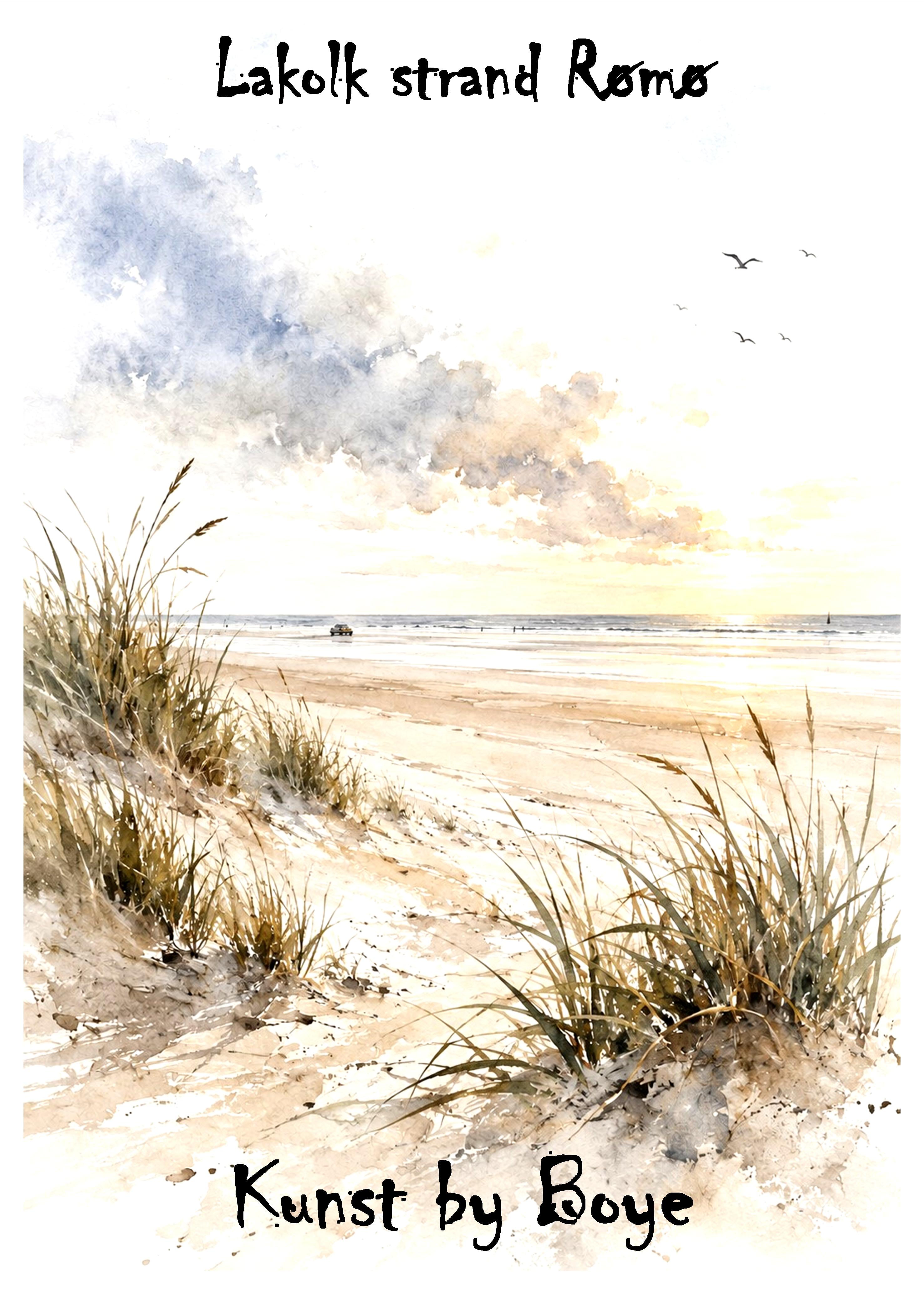 Kunsttryk "Lakolk Strand, Rømø" efter original akvarel af Annette Boye