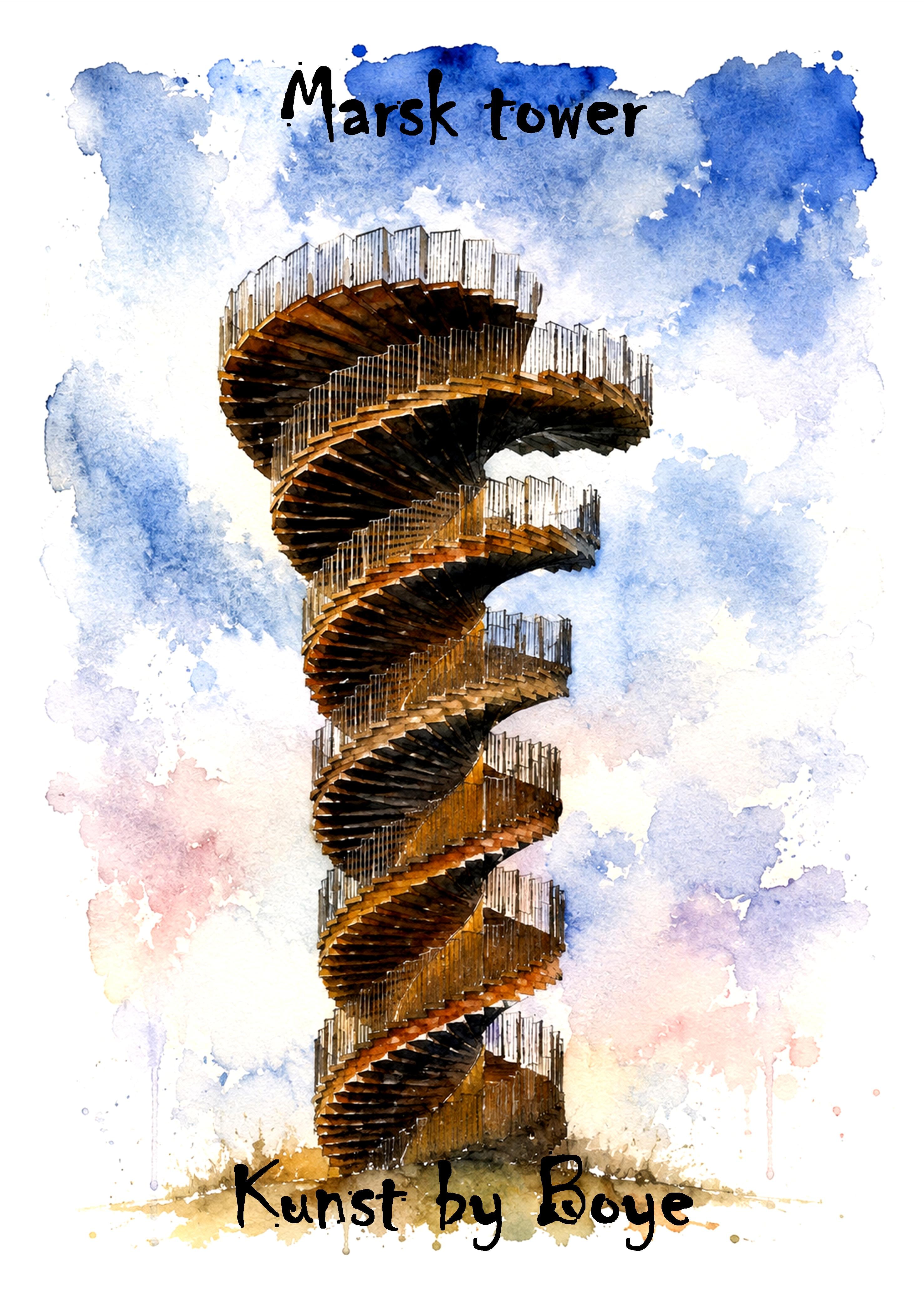 Kunsttryk "Marsk Tower" efter original akvarel af Annette Boye