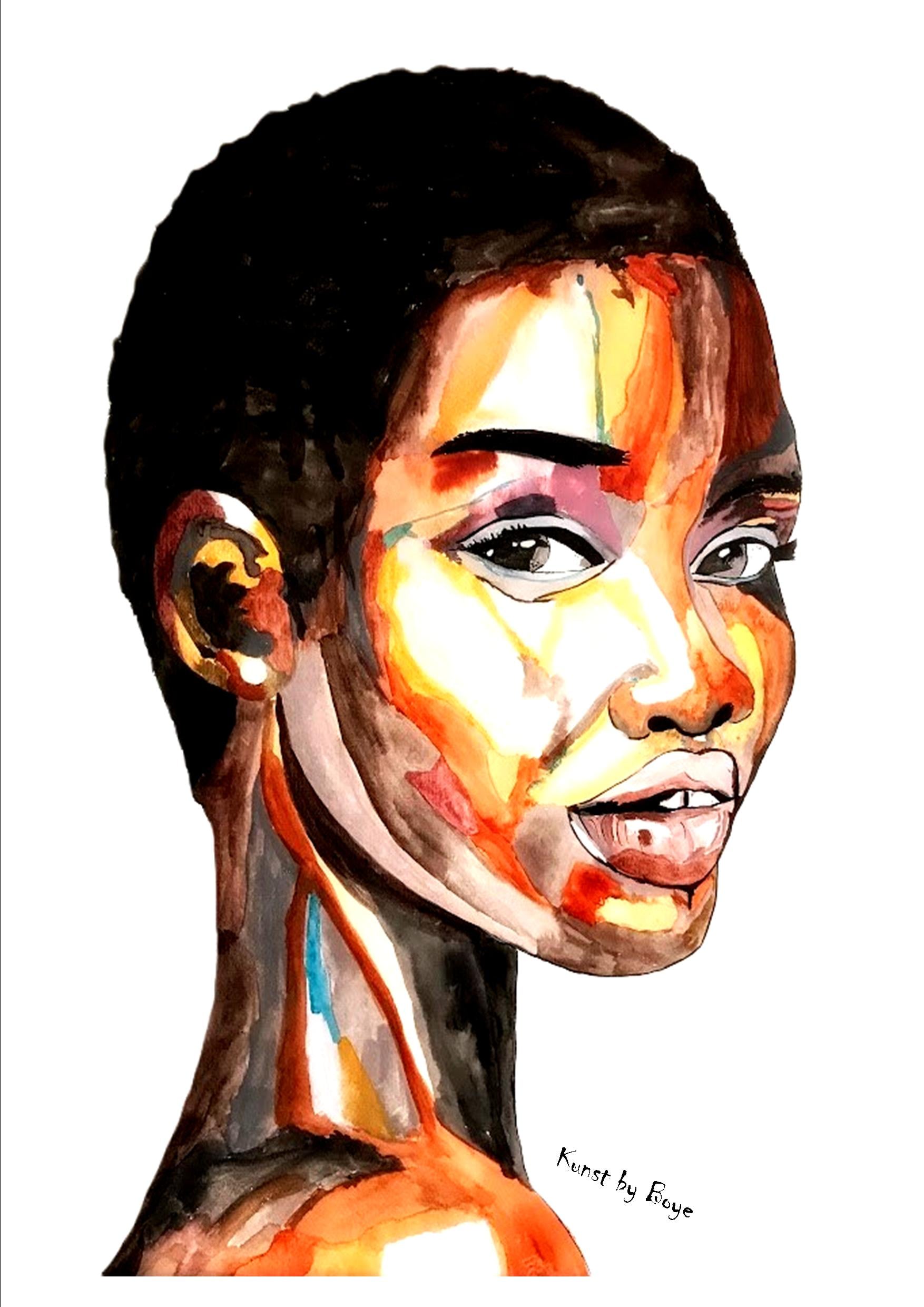 Kunsttryk "Et blik tilbage" efter original akvarel af Annette Boye Kunsttryk "Et blik tilbage" efter original akvarel af Annette Boye