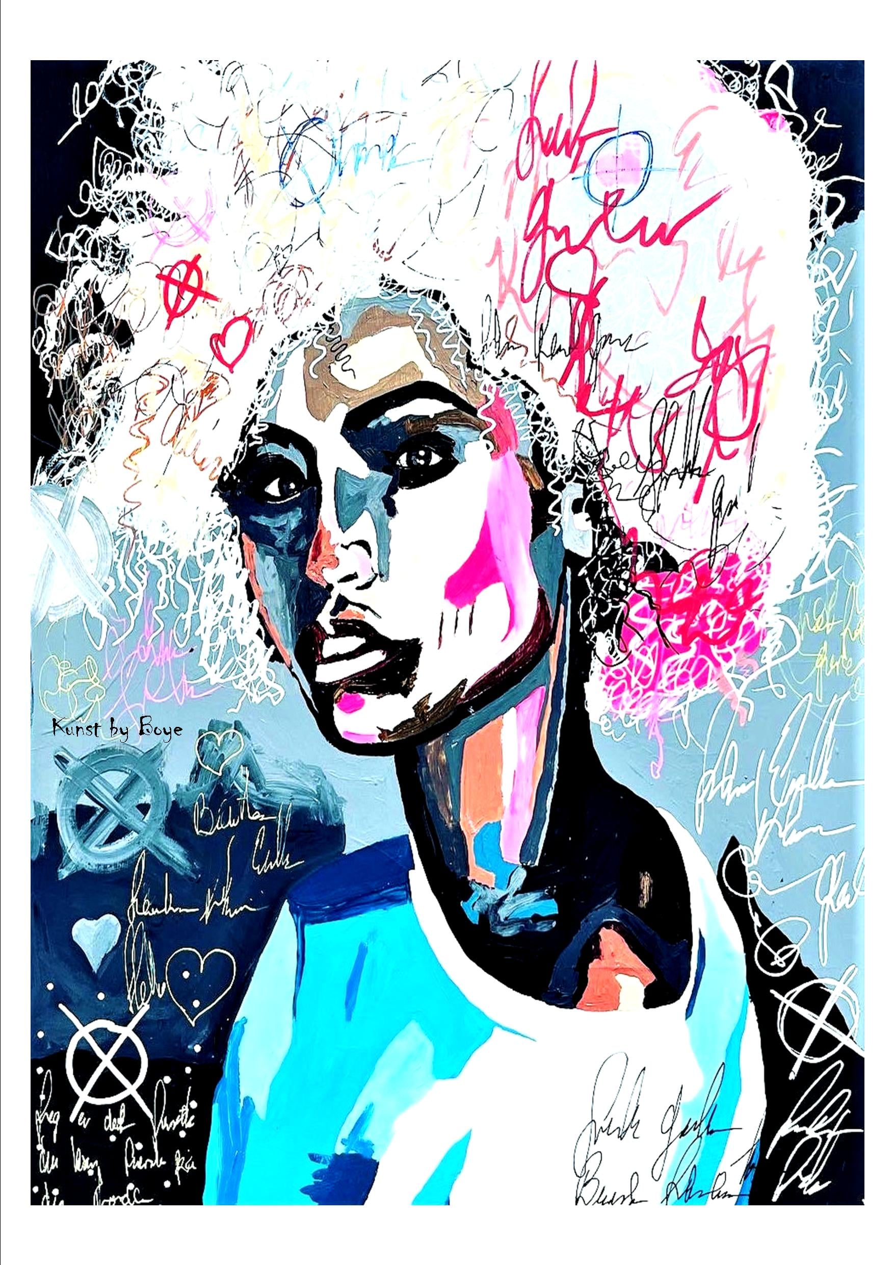 Kunsttryk "Blue Girl" efter original akvarel af Annette Boye Kunsttryk "Blue Girl" efter original akvarel af Annette Boye