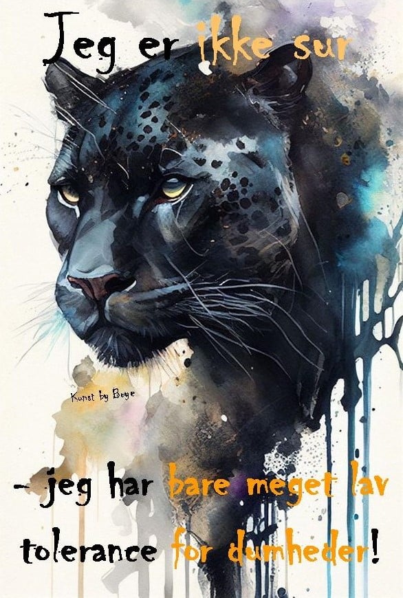 Kunstkort med akvarelmotiv af en puma af Annette Boye
