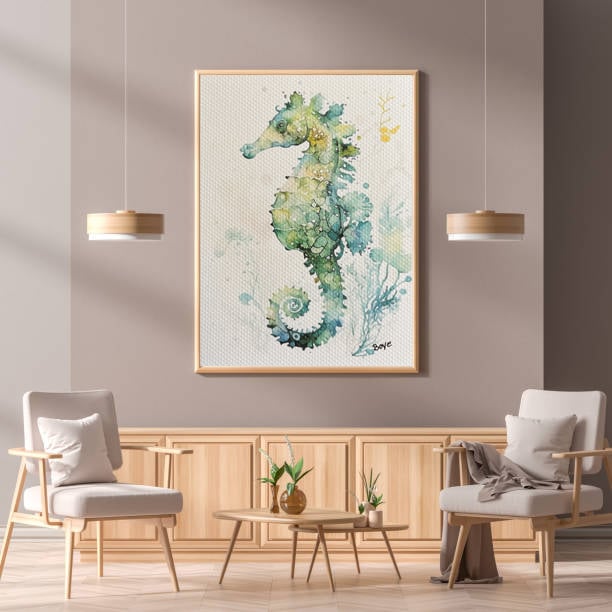 Håndmalet akvarel af Søhest – Kunst by Boye