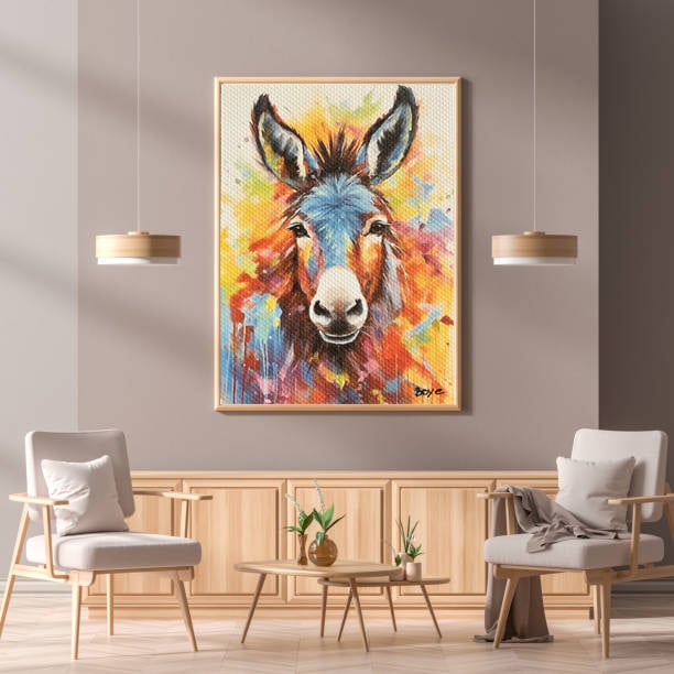 Håndmalet akvarel af Det farverige æsel – Kunst by Boye